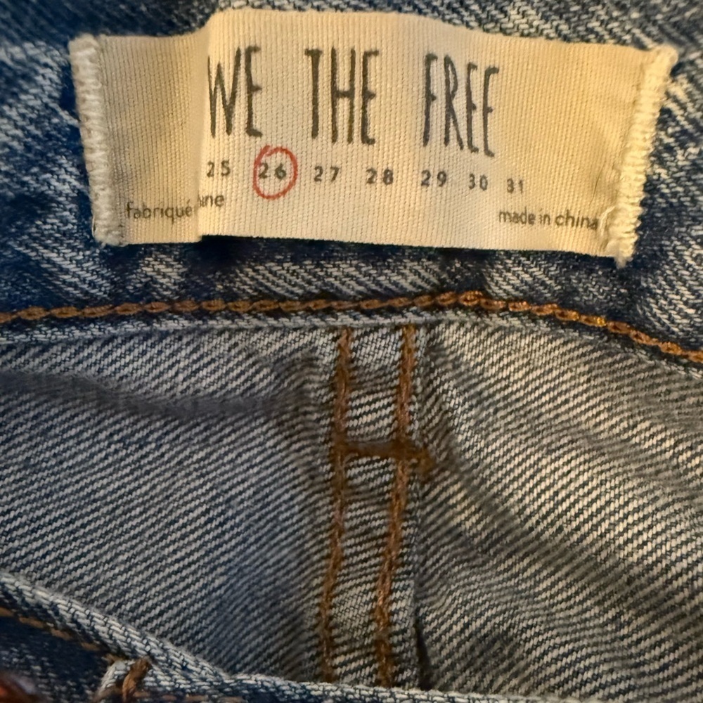 Free People We The Free Blue Denim Shorts with Ribbon Detail, Size 26 - Picture 5 of 6